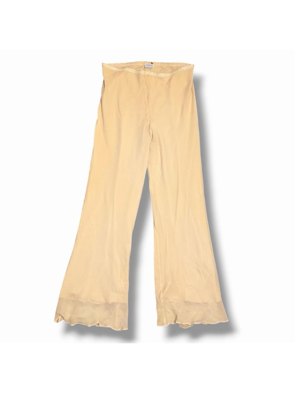 Peter Cohen VTG 100% Silk Beige Pull On Wide Leg Pants Small Mid Rise READ